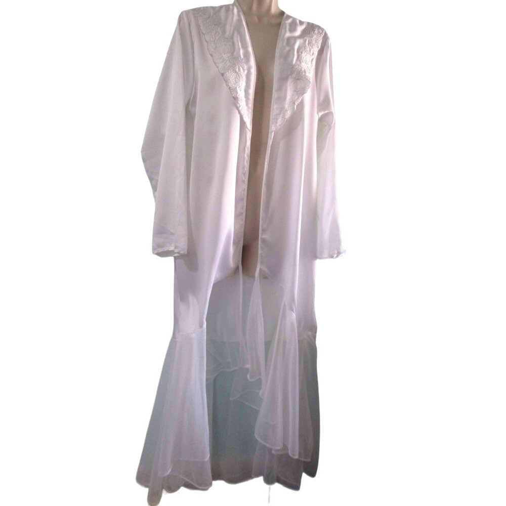 Vintage White Lace Trimmed Open Robe Undercover Wear International Boutique M